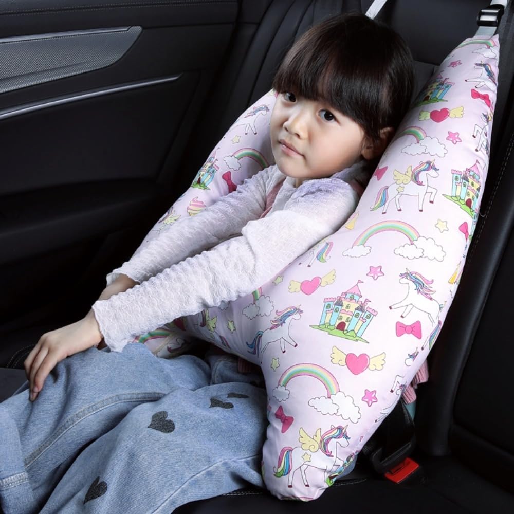 Kids' Travel Pillow Headrest Washable Cover Travel Pillow Cushion For The Back Seat Of Car Seat Belt Adjuster For Child Sleeping