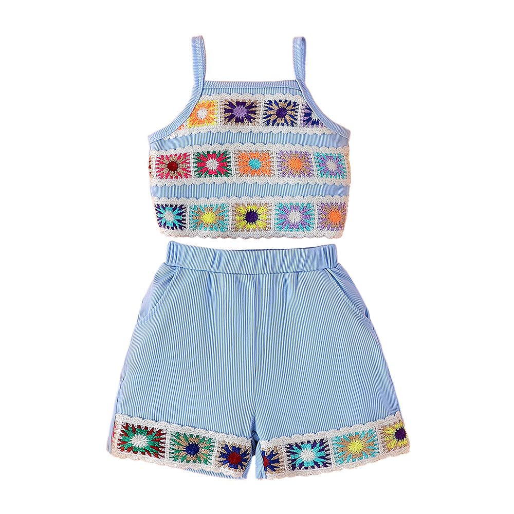 Hopscotch Baby Girls Embellished Print Sleeveless Multicolor Short Set For Ages (912 Months)