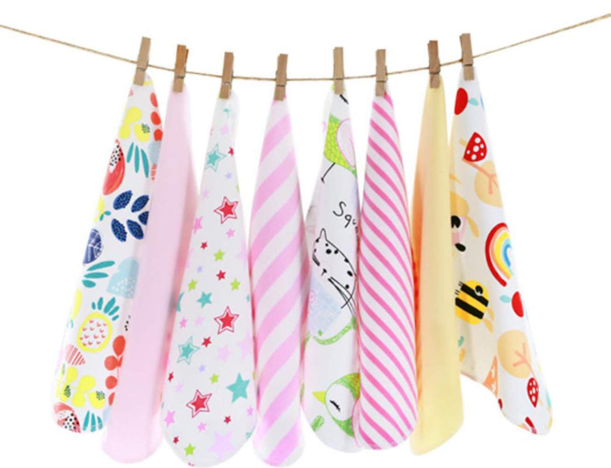 CuteOn 8 Pack Super Soft Baby Washcloth for Newborn Boys & Girls Pink Rainbow