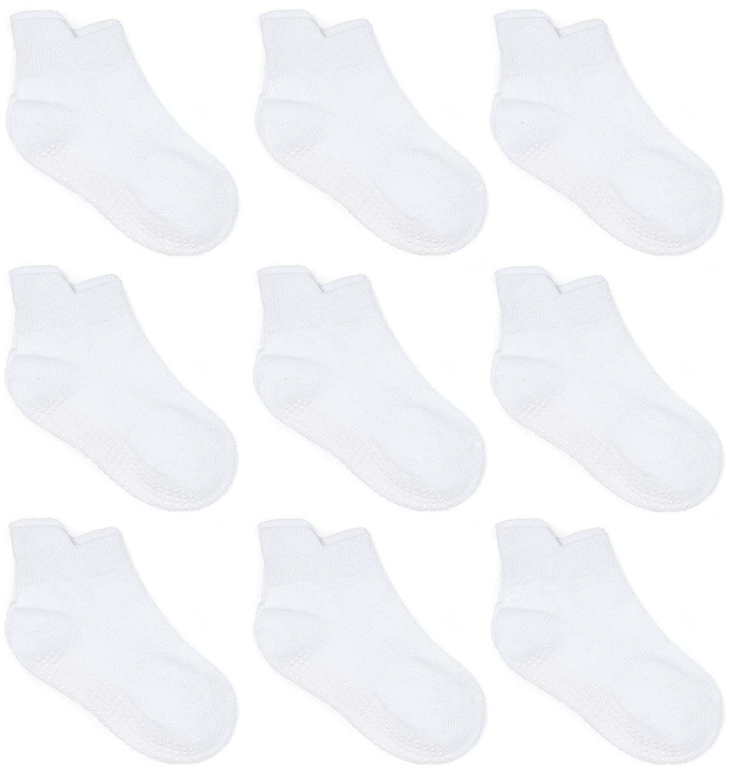 Zaples Baby Non Slip Grip Ankle Socks With Non Skid Soles For Infants Toddlers Kids Boys Girls, White, 12-36 Months