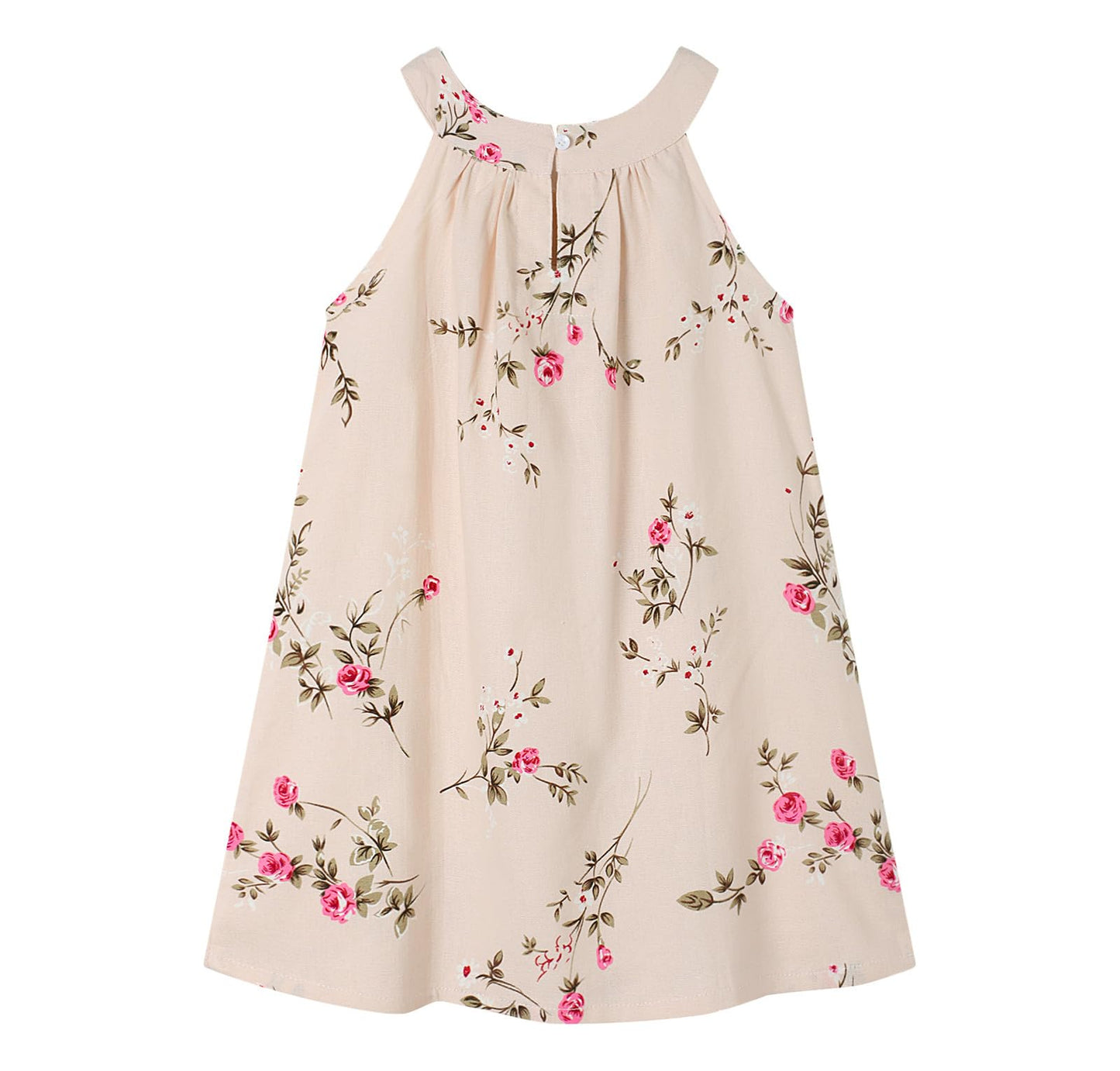 Toddler Baby Girl Linen Casual Dress Cosy Summer Floral Tank Top Camisole Vest Shift Shirt Dress 1T
