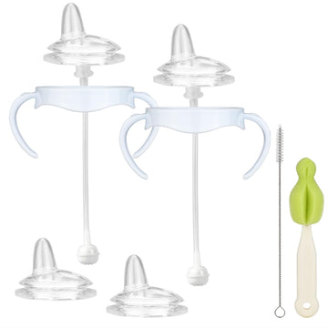 Sippy Cup Conversion Kit Compatible With Philips Avent Natural Baby Bottle, Transition Kit From Bottles, 4 Soft Sippy Nipples, 2
