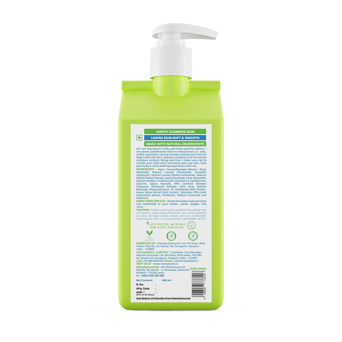 Mamaearth Milky Soft Baby Body Wash | With Oats, Milk & Calendula | Moisturizes & Nourishes For Delicate Skin | Tear-Free & Gent