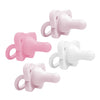 Dr. Browns HappyPaci 100% Silicone Baby Pacifier, Contoured One-Piece Design, Light-Pink, Pink, White, 0-6m, BPA-Free, 4-Pack