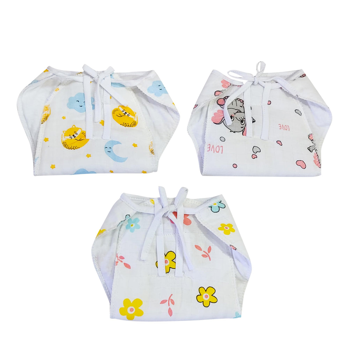 Love Baby Stylish Muslin Fabric Baby Nappy For Unisex Baby | Brathable & Soft Nappies Set Of 3 673 S Combo P24