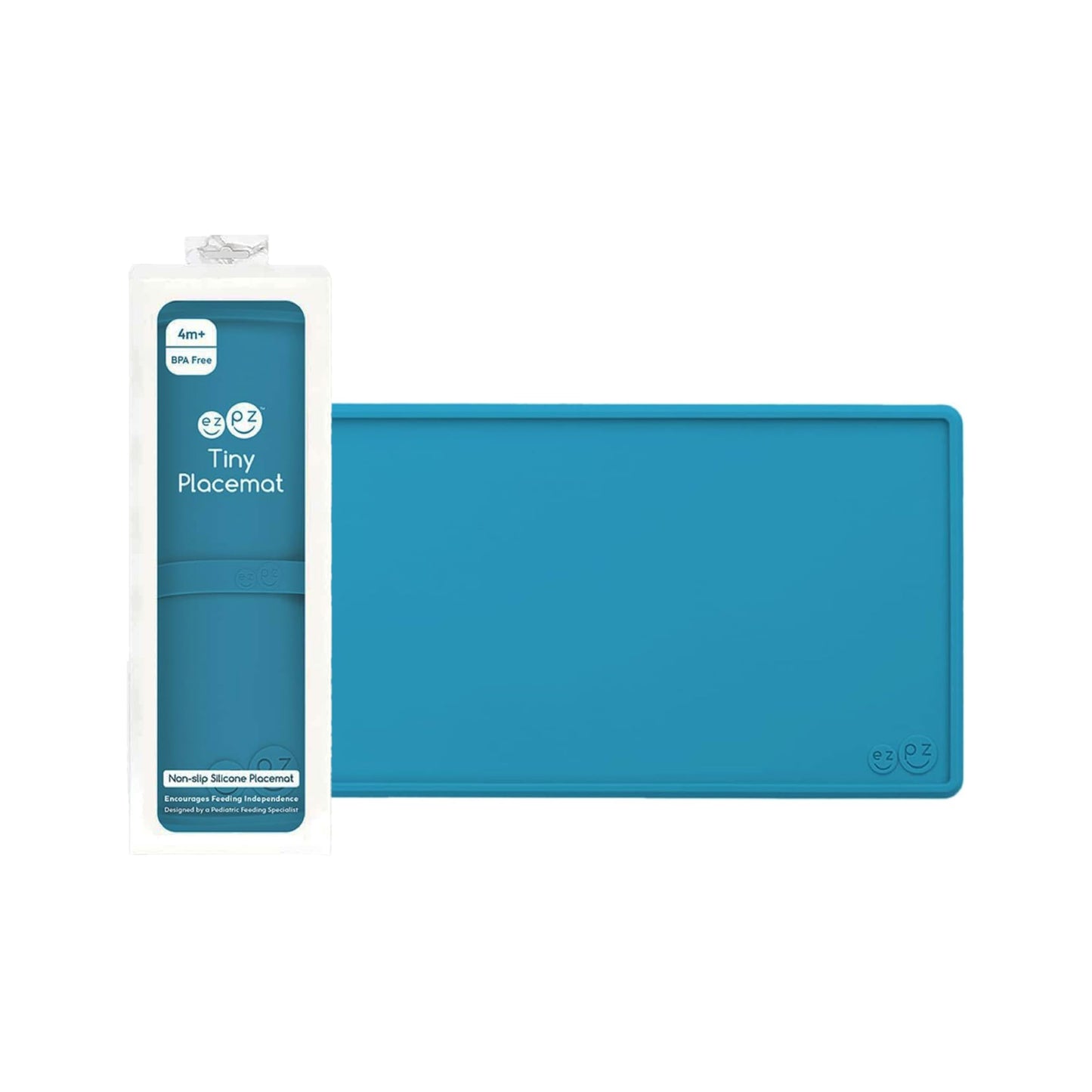 ezpz Tiny Placemat - 6 Months+ (Blue) - Non-Slip, 100% Silicone Placemat for Toddlers and Babies - Fits on Most Highchair Trays 