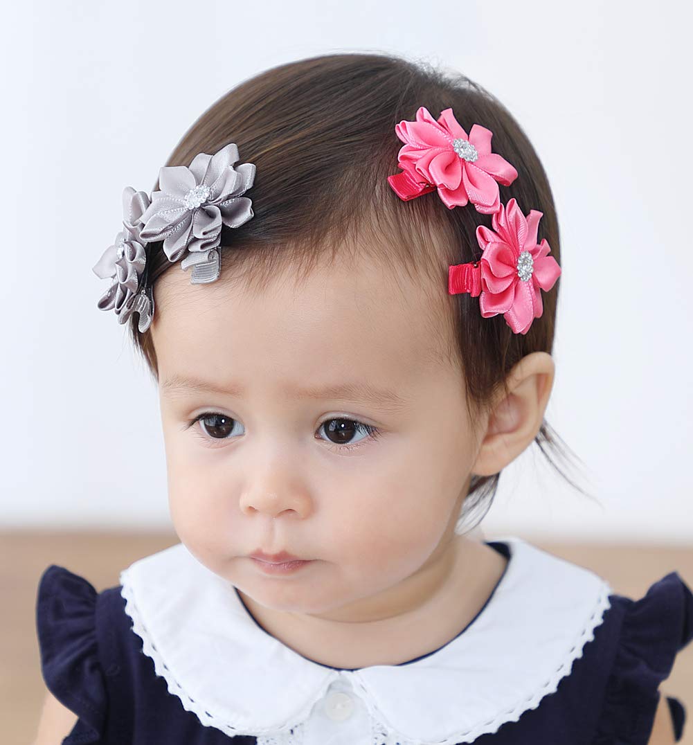 Qandsweet 32 Pcs Girls Hair Clips Safety Clip Rhinestone Flower Barrettes For Toddler Girl Teens And Womens