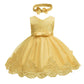 Baby Christmas Embroidery Lace Dresses Little Kid Easter Halloween Wedding Formal Event Dress (Yellow 8348,24M)