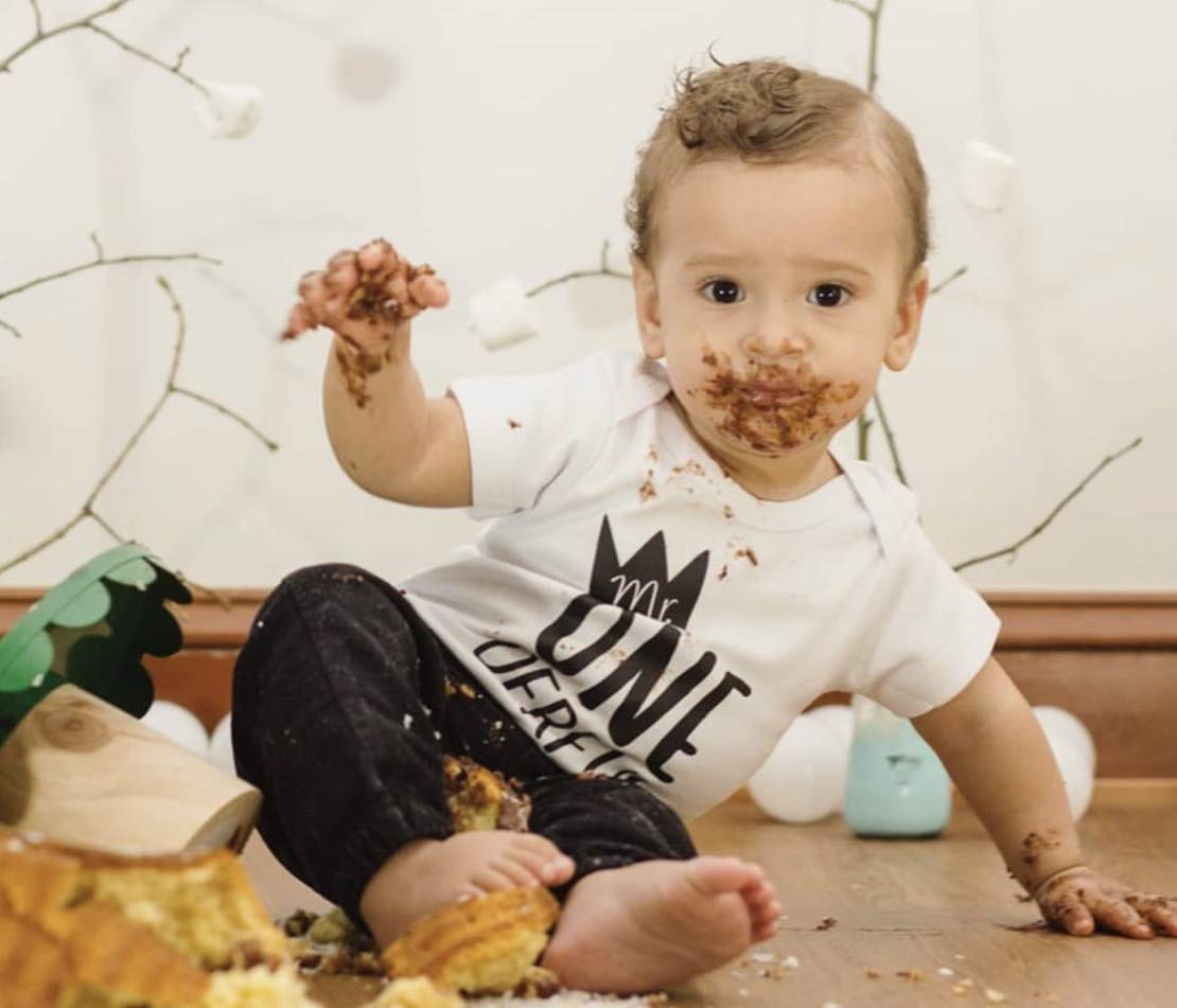 Bump And Beyond Designs Baby-Boys First Birthday Outfit, Mr. One-Derful Apparel Black, 12-18 Months, Short Sleeve