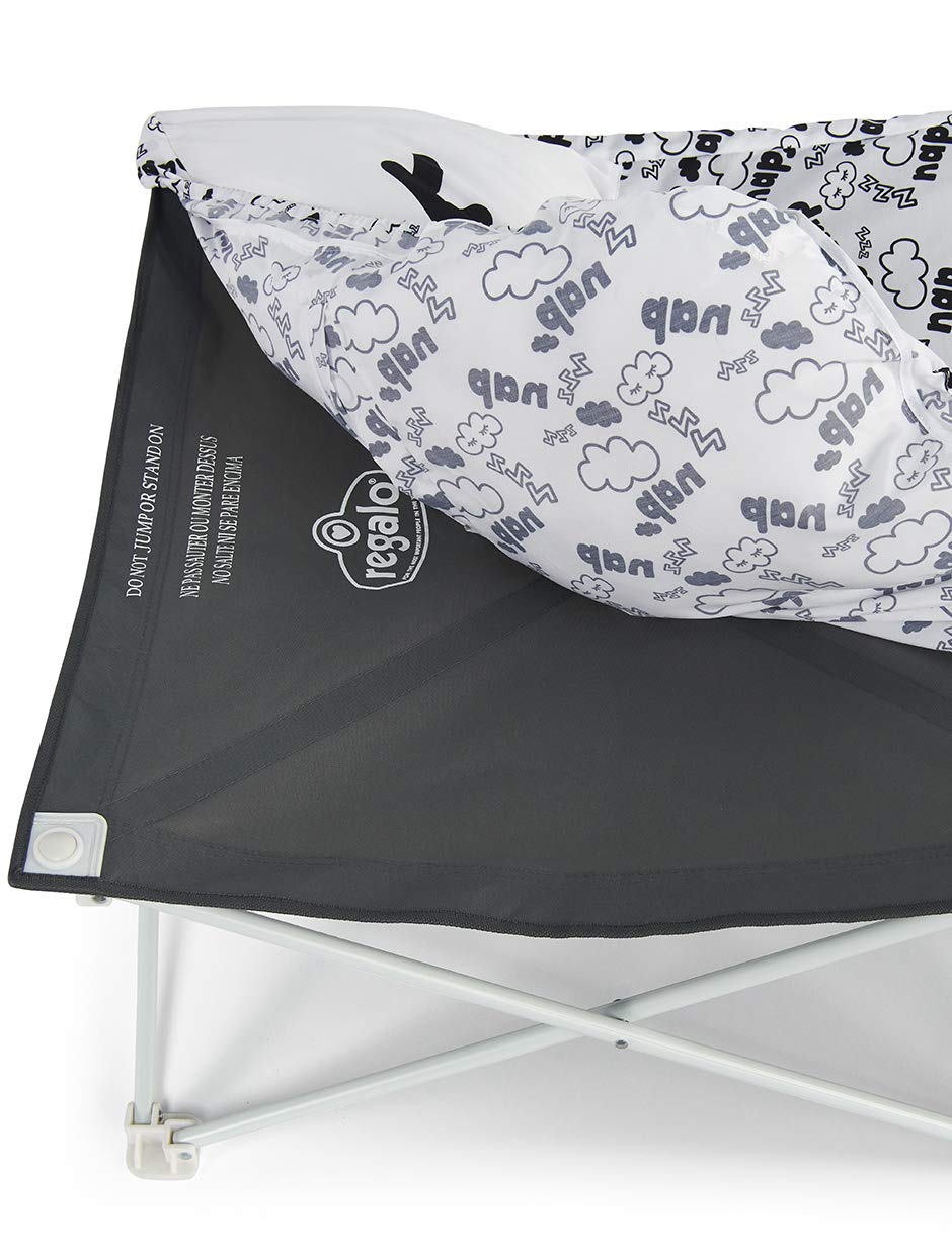 Regalo My Cot Pal Extra Long Portable Toddler Bed - Eye Lashes, White, Small Single