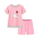 MyFav Young Girls Pajama Cute Cat Pattern Nighty Comfy Shorts Cotton Sleepwear, Cat, 7 Years