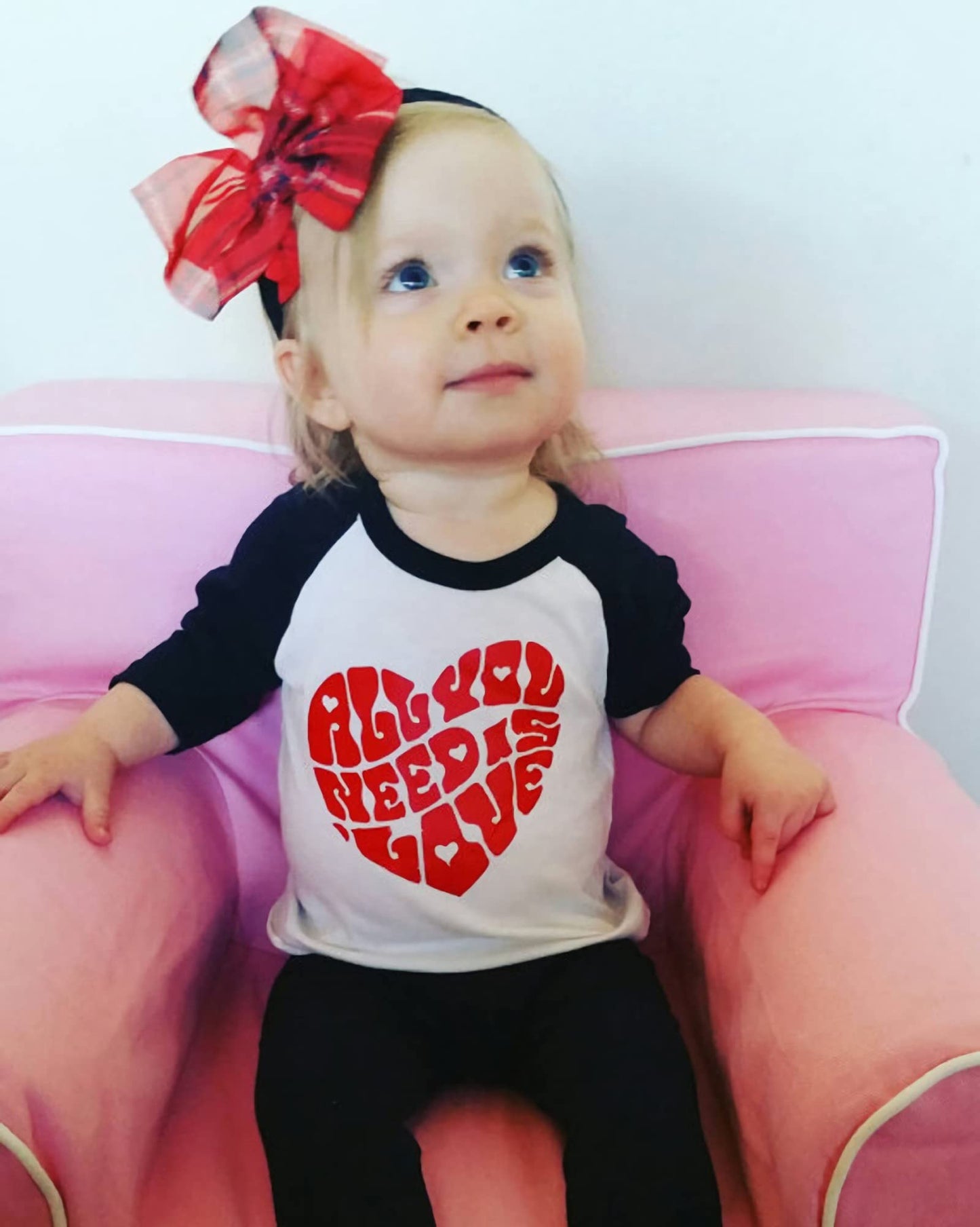 Valentine Shirts Toddler Boys Girls Raglan Long Sleeve Tees Kids All You Need Is Love Heart Graphic Tops 5T