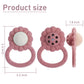 Dirbabi Rattle Teether, Lion Shape Montessori Baby Sensory Teething Toys, Food Grade Silicone BPA Free, Newborn Essentials Must