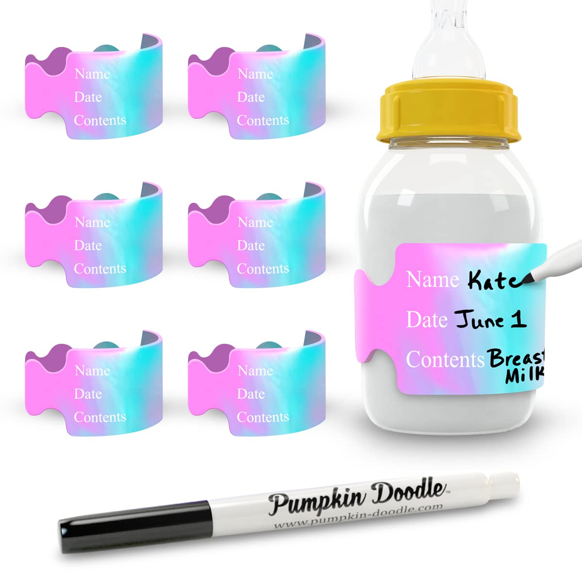 Pumpkin Doodle The Original Write and Reuse Baby Bottle Labels for Daycare