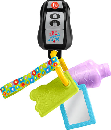 Fisher-Price Baby Travel Toy Laugh & Learn Play & Go Activity Keys with Learning Music, Teether & Mirror for Infants Ages 6+ Mon