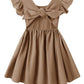 Dutebare Toddler Baby Girl Cotton Linen Backless Ruffle Sleeve Casual Beach Dress 823 Brown 100