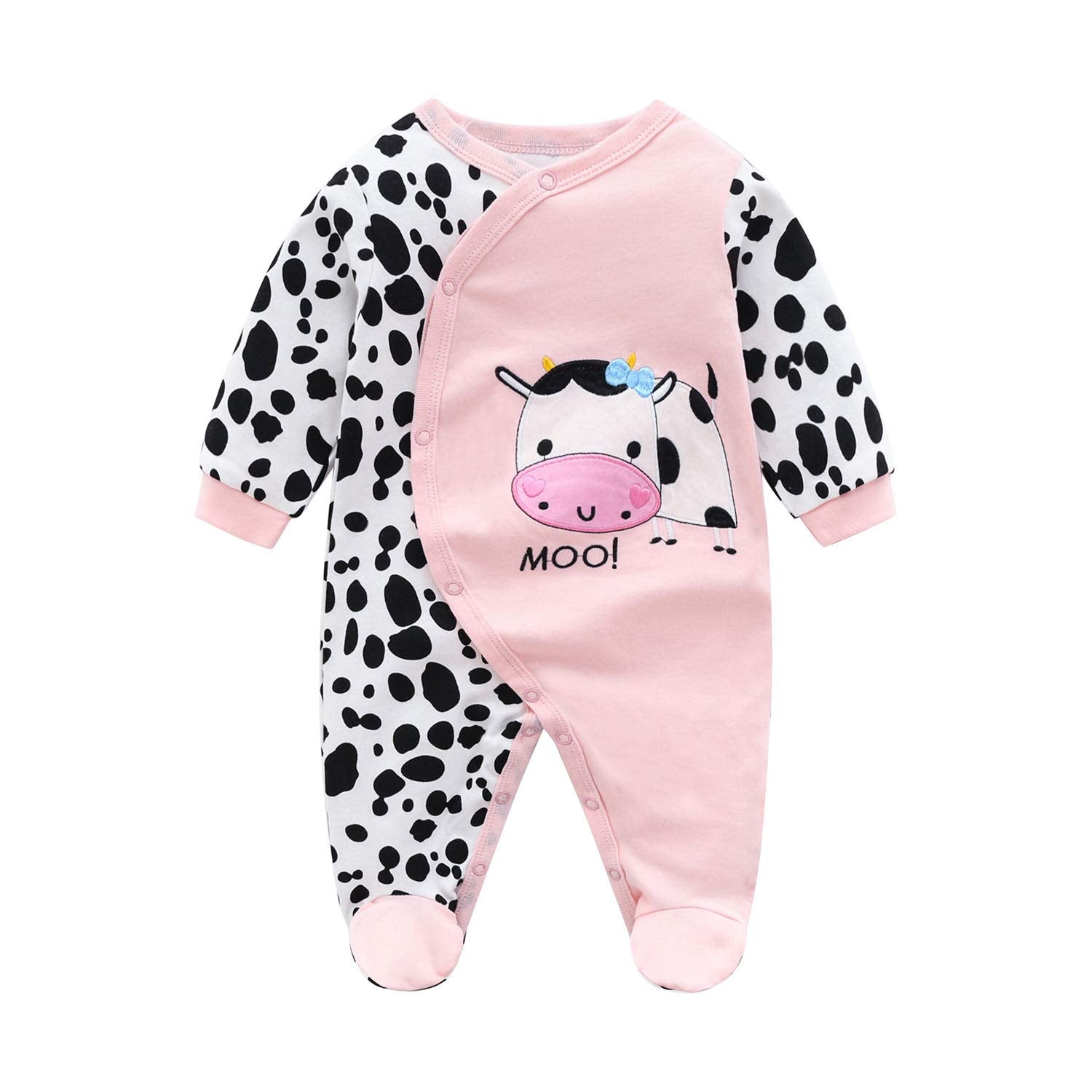 Newborn Baby Sleeper Clothes Set One Piece Romper For 0-3 Month Baby Boys Cow