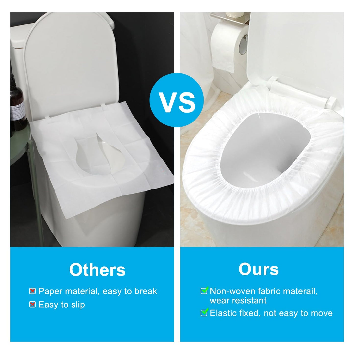 Krijuess 100 Pack Disposable Toilet Seat Cover Waterproof Non-Woven Fabric, Disposable Toilet Seat Covers For Travel, Disposable