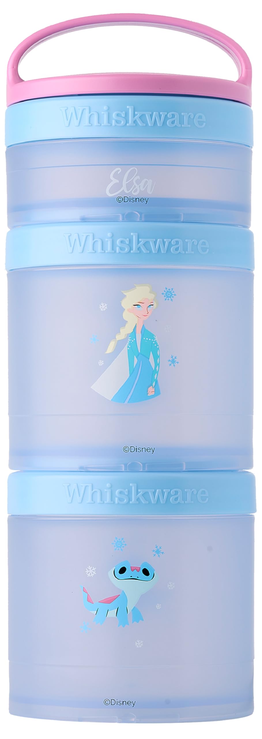 Whiskware Disney Princess Frozen, Stackable Snack Containers for Kids, 3 Stackable Snack Cups for School or Travel, Formula and 