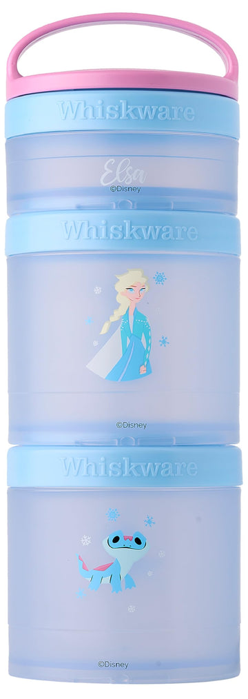 Whiskware Disney Princess Frozen, Stackable Snack Containers for Kids, 3 Stackable Snack Cups for School or Travel, Formula and 