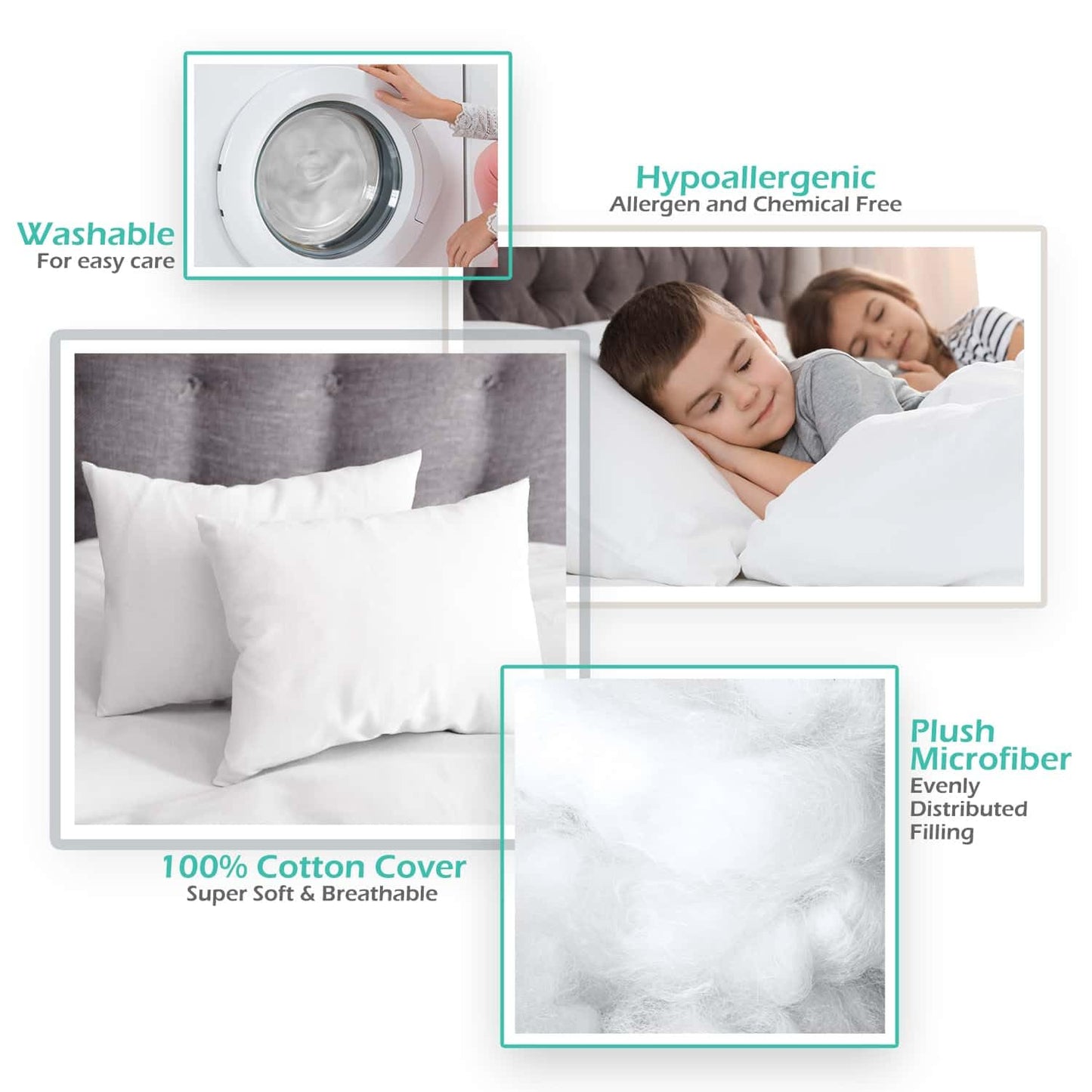 Nestl 4 Pack Toddler Pillow for Sleeping 13 x 18, Small Kids Pillow for Travel, Car, School, Nap, & Toddler Bed, Machine Washabl