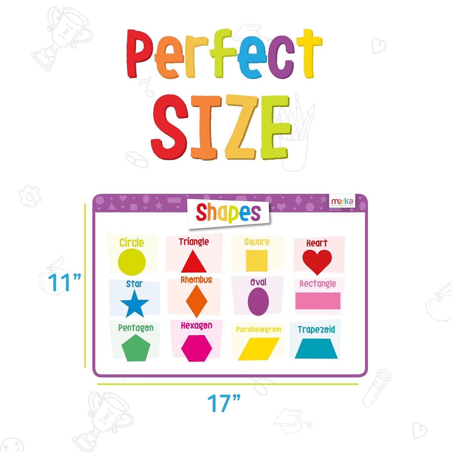 Merka Kids Placemat For Dining Table, 4 Pack Educational Silicone Placemat For Toddlers, Reusable, Washable Mat With Non-Slip Ba