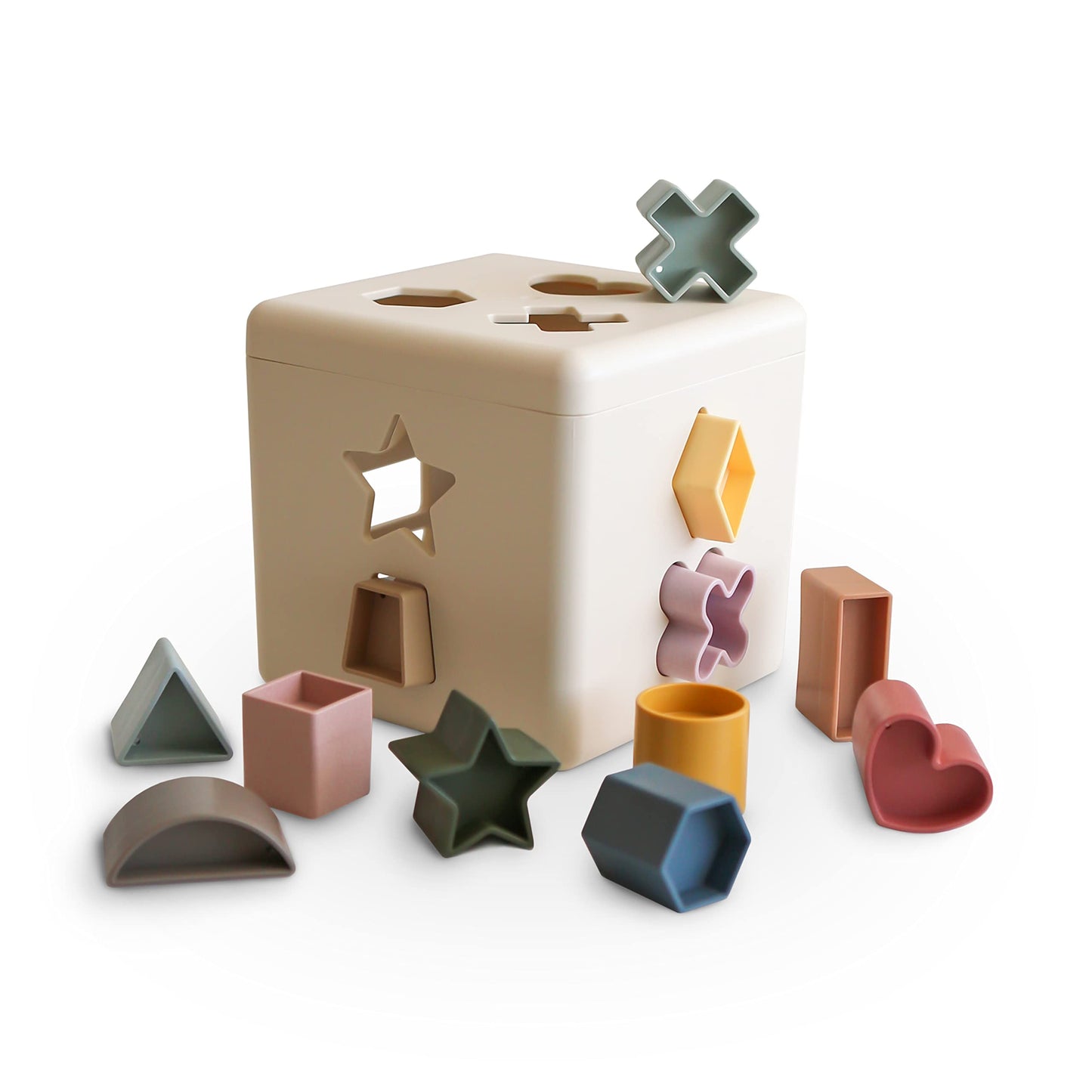 mushie Shape Sorting Box (Original) | Educational Learning Toy for Toddlers with 12 Shapes | Made in Denmark (10+ Months)