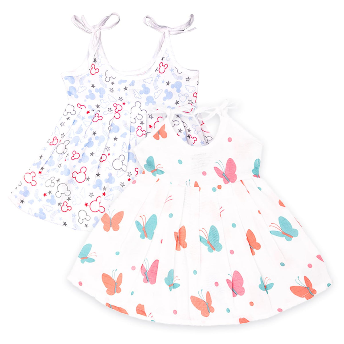 Kidbea 100% Organic Cotton Newborn Baby Girls Sleeveless Dress | Casual Muslin Frock Infant  4 Cute Prints (912 Months)