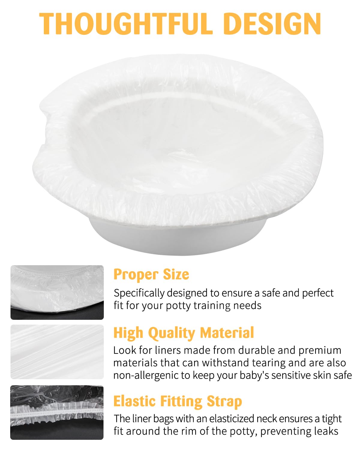 50 Pcs Potty Liners For Ingenuity Summer Infant My Size Potty Pro, Toilet Seat Potty Bags Cleaning Bag For Kids Toddlers, Conven