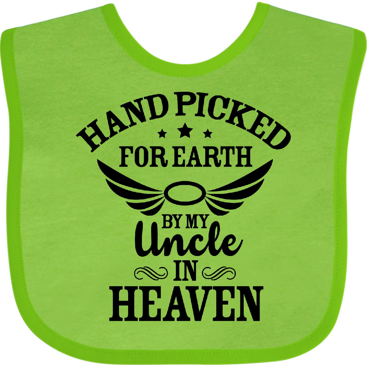 Inktastic Handpicked For Earth By My Uncle In Heaven With Angel Wings Baby Bib Pink 372Bd