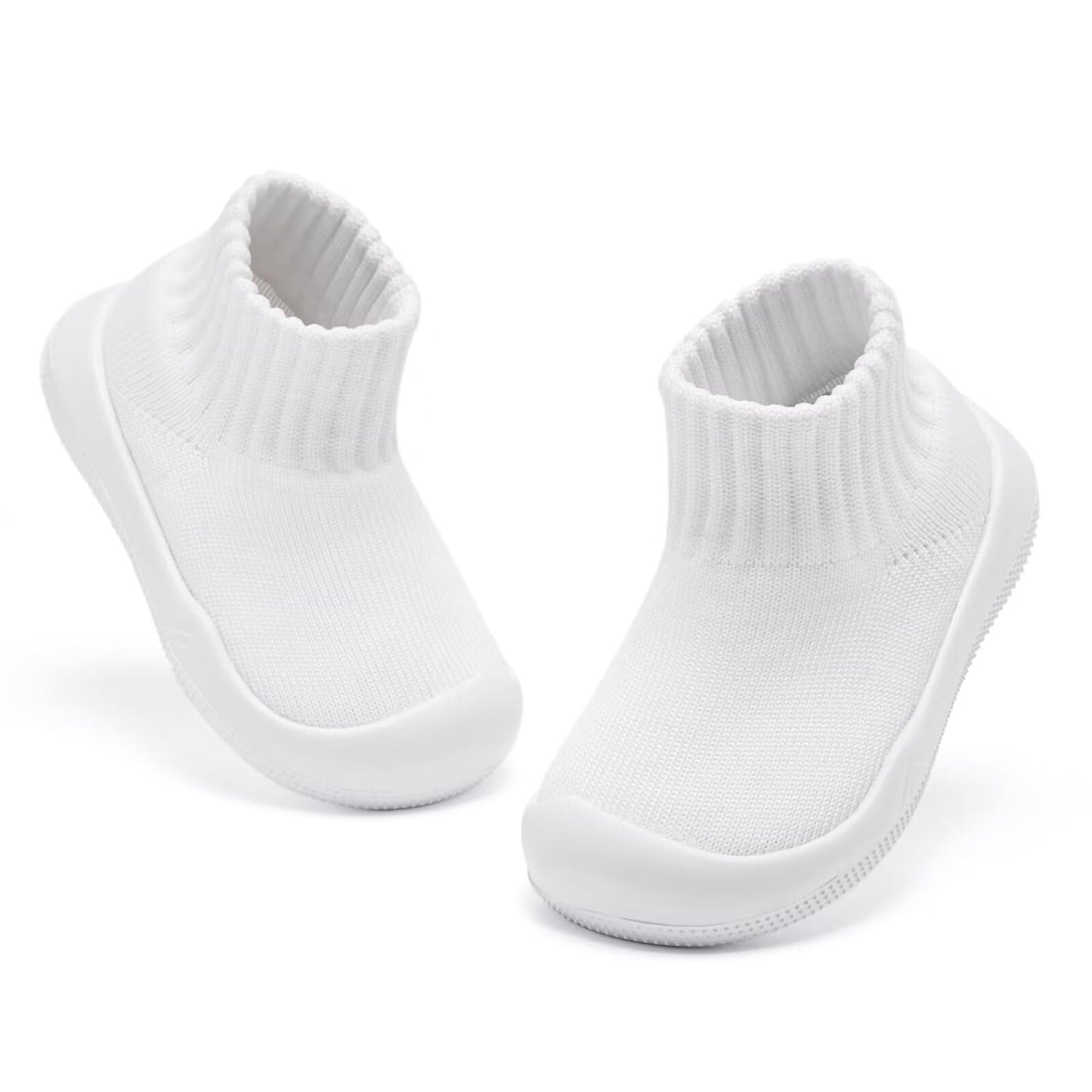 Eashi Toddler Shoes Girls Boys Sock Shoes Toddler Dress Shoes Baby Walking Shoes Slip On Size 7 White