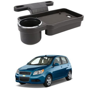 Oshotto (FT04) Foldable Car Auto Headrest Rear Back Seat Table Drink Food Cup Tray Holder Compatible with Chevrolet Aveo  Blac