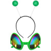 Cheerin Green Alien Headband And Glasses - Martian Antenna Headband - Glitter Ball Head Boppers - Space Theme Costume - Alien Co