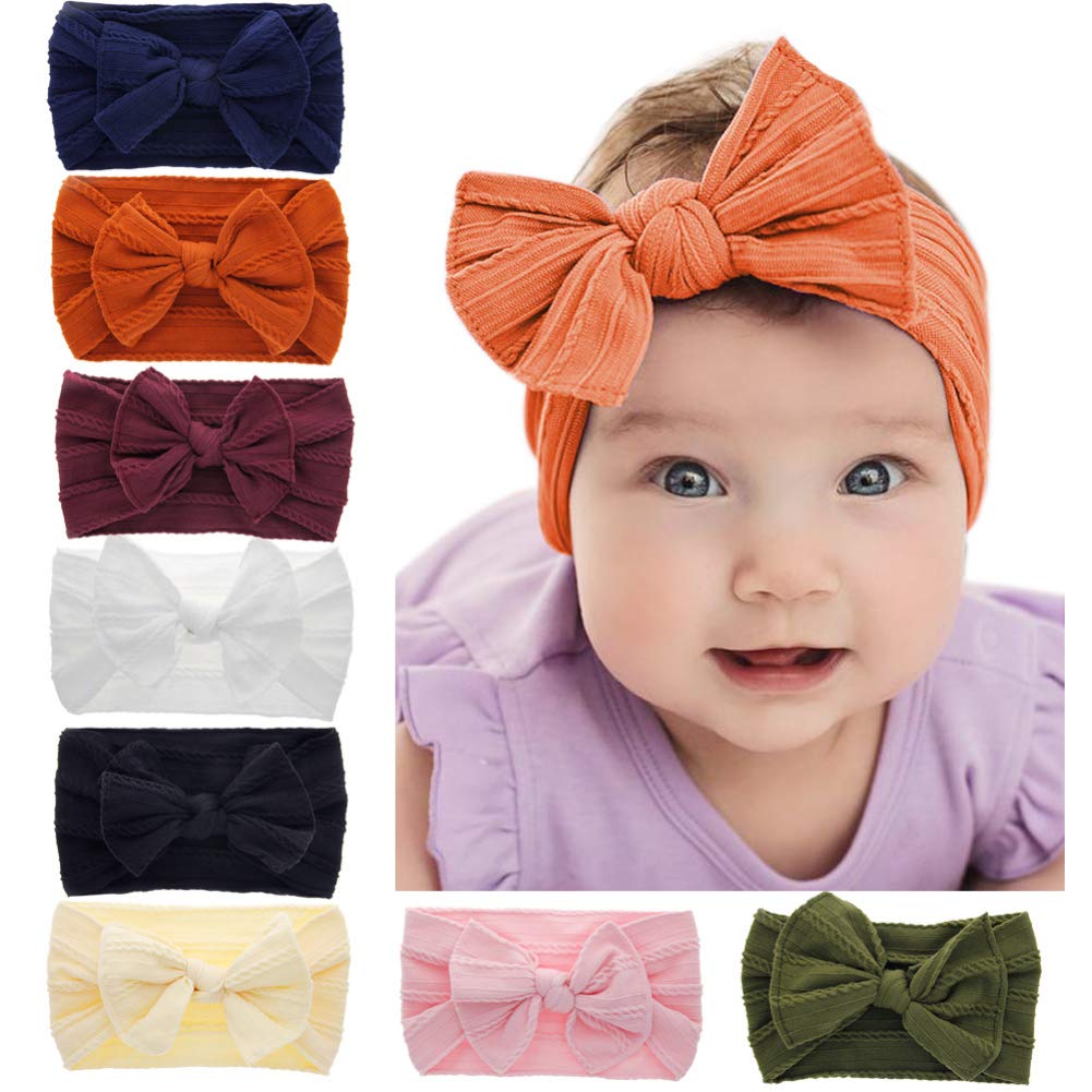 Toptim Baby Bow Headbands Turban Knotted, Girl's Hairbands for Newborn,Toddler and Childrens (8 Pack)