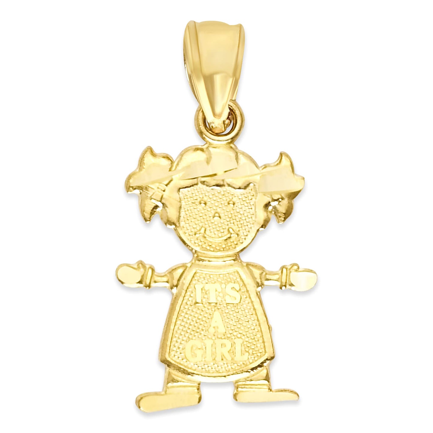 10K Solid Gold Newborn Girl Pendant, Young Child Jewelry, Baby Shower Gifts For New Moms