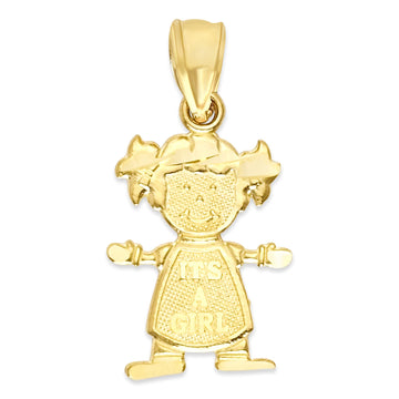 10K Solid Gold Newborn Girl Pendant, Young Child Jewelry, Baby Shower Gifts For New Moms