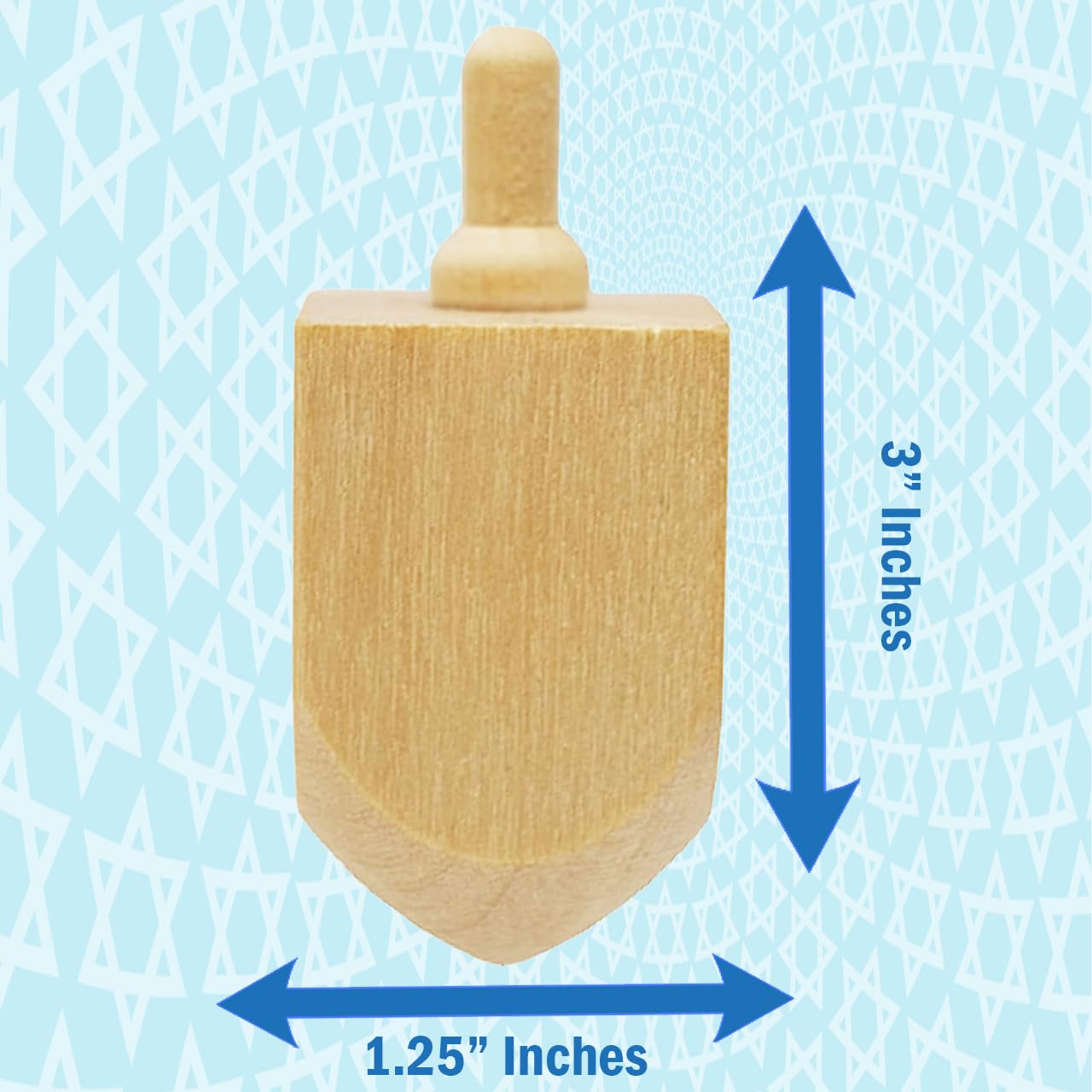The Dreidel Company Hanukkah Wooden Dreidel, Design Your Own 3' Inch Wooden Chanukah Dreidel, Unfinished Natural Wood Dreidels