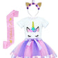 Jiaduo Girls Unicorn Costume Rainbow Tutu With White Shirt, Headband & Satin Sash Light Purple Medium/2-4T