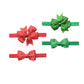 2Pc/Set Baby Girls Grosgrain Ribbon Hairband Set Ribbon Bows Hair Tie Headband Jb10 (Red-Green)