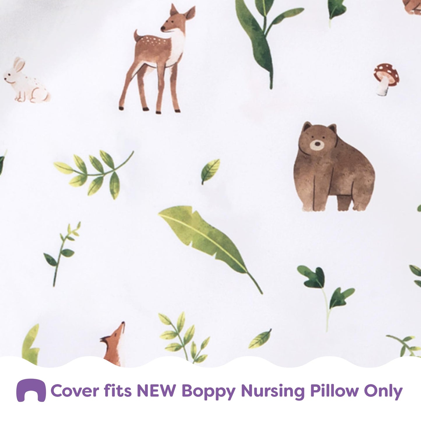Boppy Nursing Pillow Cover, Neutral Plants And Animals, Single Cover, Easy-On Slipcover With Extra Soft 100% Polyester Microfibe