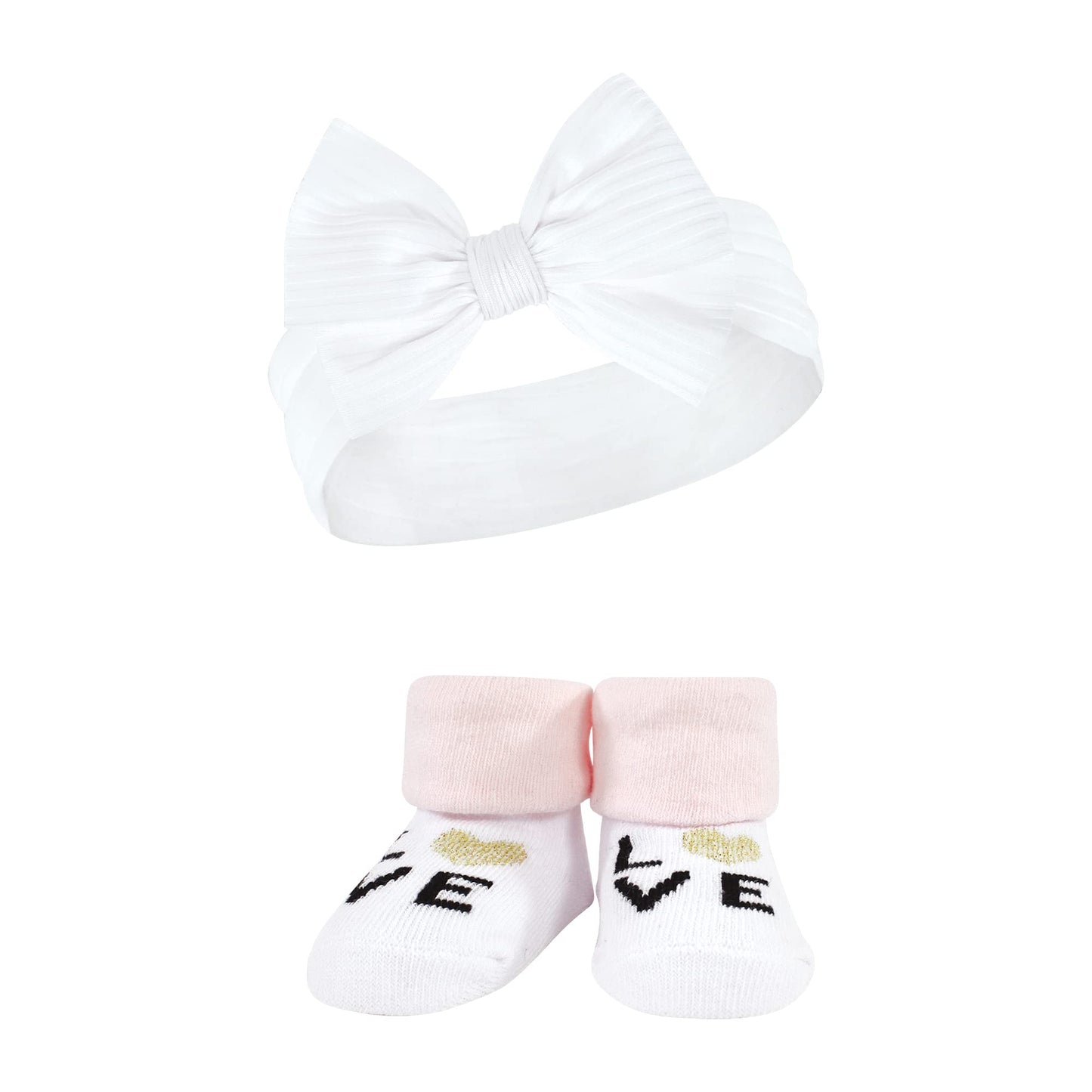 Hudson Baby Baby Girls' Headband And Socks Giftset, Teal Pink, One Size