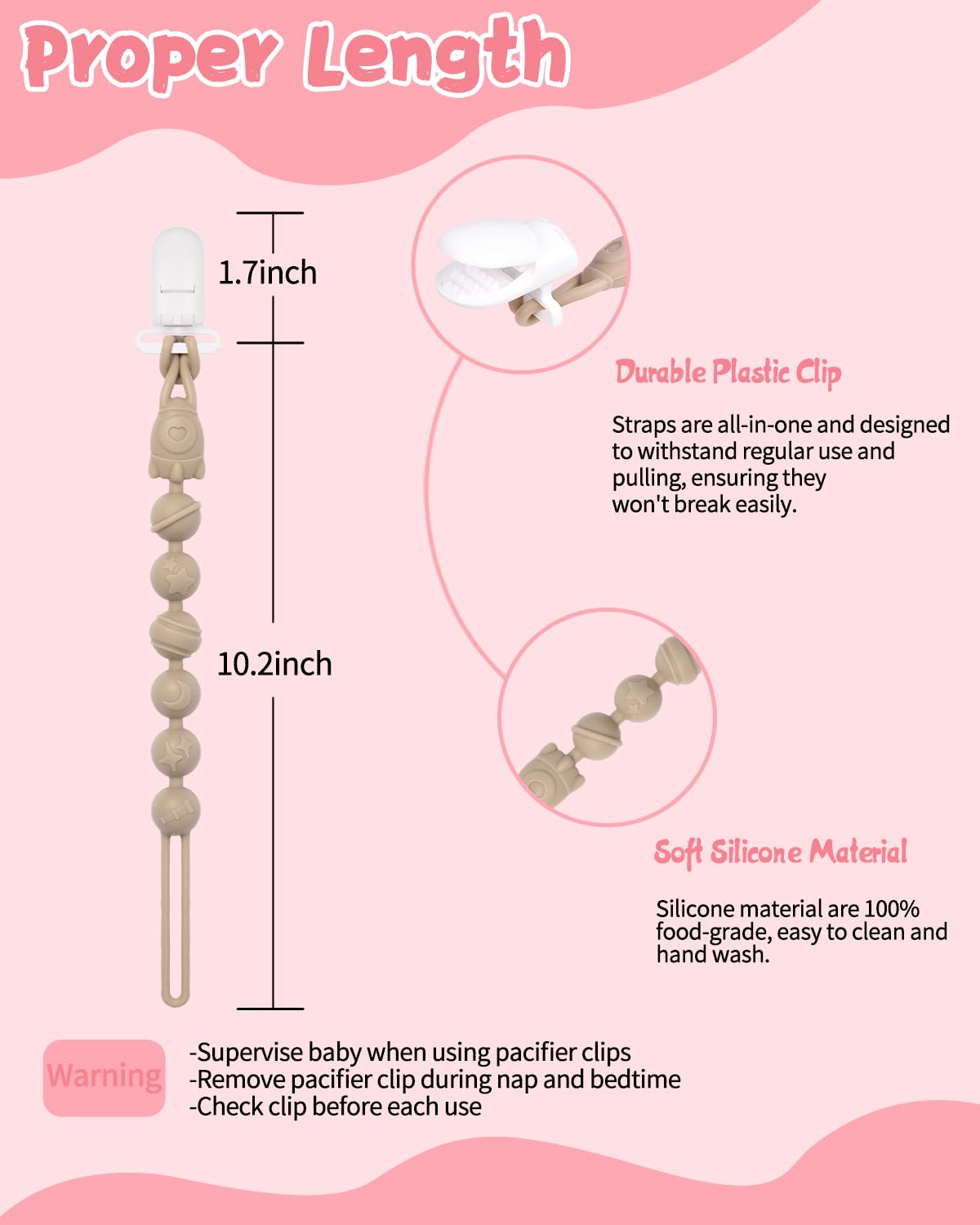 Babygoal Silicone Pacifier Clips 4 Pack,2Pcs Pacifier Holder Clip With 2Pcs Toy Strap Chain For Baby Boy Girl Fits All Pacifier,