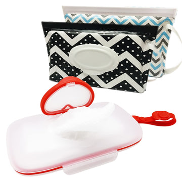 Voongor Baby Wipes Dispenser, Wipe Case With 2 Pcs Portable Travel Wipes Pouch, Refillable Diaper Wipes Holder Container With Li