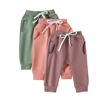 Yoawdats Baby Boys' 3-Pack Jogger Pants Classic Fit Elastic Waist Toddler Long Pants