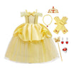 Fmyfwy Girls Belle Princess Fancy Dress Beauty And Beast Outfits Halloween Christmas Wedding Birthday Gown W/Accessories,Yellow