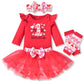 Aalizzwell 3-6 Months Baby Girls Valentines Day Outfit Infant 1St Valentines My Tulle Skirt Heart Clothes With Leg Warmers Cloth