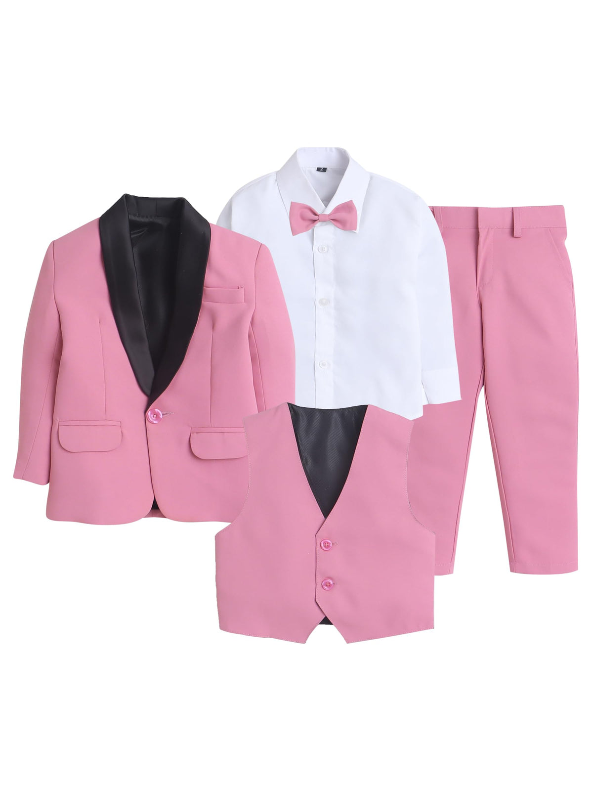 Jeetethnics Boys Pink Coat Suit Set With Waistcoat Shirt And Trousers (9105Hv)