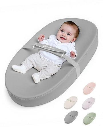 COMOMY Baby Changing Pad with Wipeable & Waterproof PU Cover, Contoured Diaper Changing Pad for Dresser with Non-Slip Safety Bel