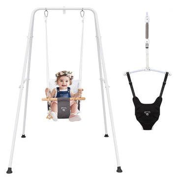 Ragozonery 2 In 1 Baby Jumper With Toddler Swing, Baby Jumpers And Bouncers,Indoor Outdoor Toddler Swing Set(Pink)