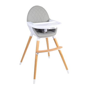 Convertible High Chair For Babies, Toddlers, Kids & Children - Wooden Highchair With Adjustable Height & Dishwasher Safe Tray -